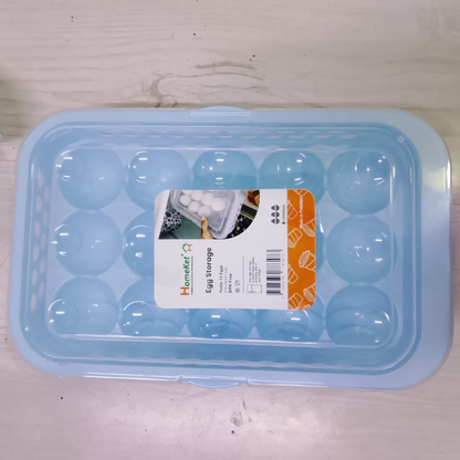 15-Capacity Egg Holder for Refrigerator | Stackable Plastic Egg Tray Carrier with Lid