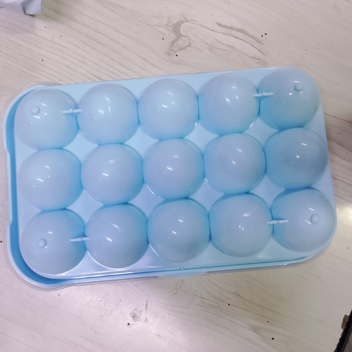 15-Capacity Egg Holder for Refrigerator | Stackable Plastic Egg Tray Carrier with Lid