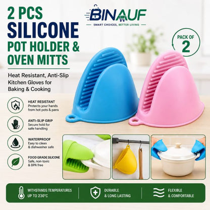 Silicone Pot Holder & Oven Mitts Set | Heat-Resistant Anti-Slip Kitchen Gloves for Cooking & Baking