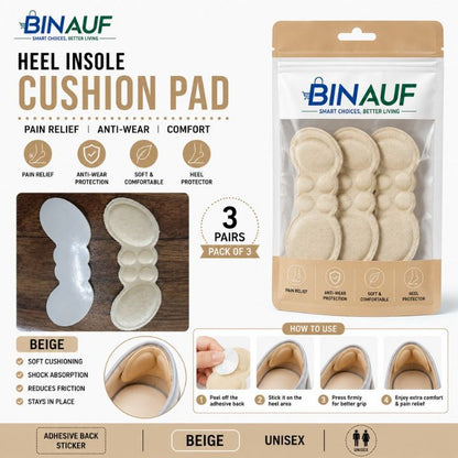 3 Pairs Unisex Comfort Heel Insole Cushion Pads | Anti-Wear Heel Protector & Pain Relief Shoe Inserts