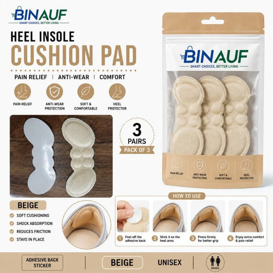 3 Pairs Unisex Comfort Heel Insole Cushion Pads | Anti-Wear Heel Protector & Pain Relief Shoe Inserts