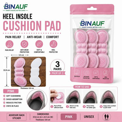 3 Pairs Unisex Comfort Heel Insole Cushion Pads | Anti-Wear Heel Protector & Pain Relief Shoe Inserts