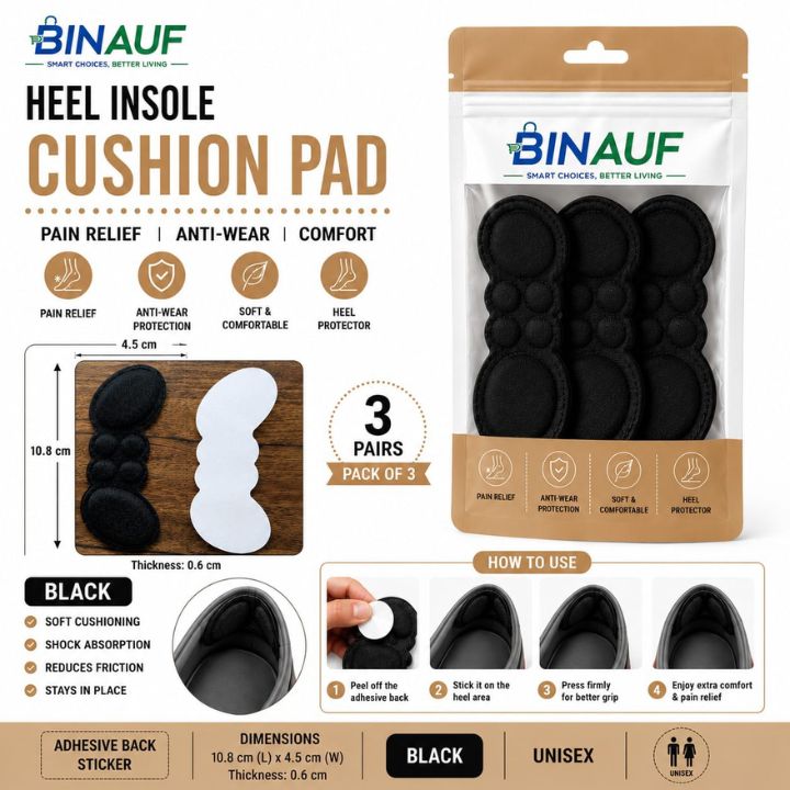 3 Pairs Unisex Comfort Heel Insole Cushion Pads | Anti-Wear Heel Protector & Pain Relief Shoe Inserts