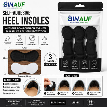 3 Pairs Unisex Comfort Heel Insole Cushion Pads | Anti-Wear Heel Protector & Pain Relief Shoe Inserts