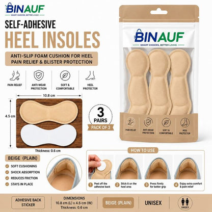 3 Pairs Unisex Comfort Heel Insole Cushion Pads | Anti-Wear Heel Protector & Pain Relief Shoe Inserts
