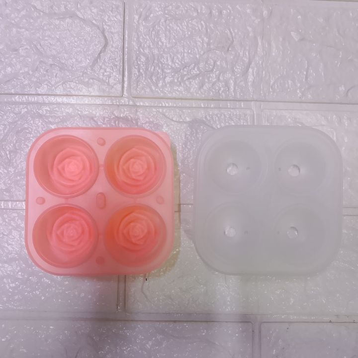 4-Hole Silicone Rose Ice Cube Tray | 3D Rose Flower Ice Mold for Cocktails, Drinks & Desserts