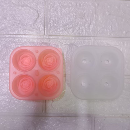 4-Hole Silicone Rose Ice Cube Tray | 3D Rose Flower Ice Mold for Cocktails, Drinks & Desserts
