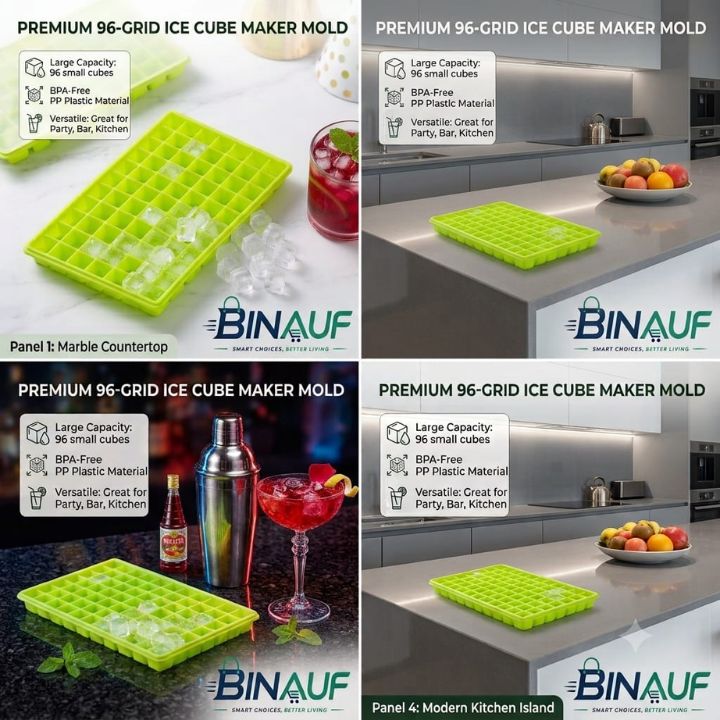 96-Grid Ice Cube Tray | DIY PP Plastic Ice Maker for Kitchen, Bar & Party Drinks
