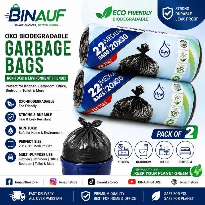 Biodegradable & Heavy-Duty Garbage Bags Assorted Sizes | Kitchen, Office & Home Trash Can Liners