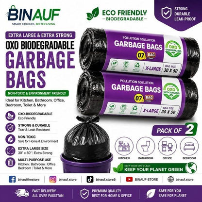 Biodegradable & Heavy-Duty Garbage Bags Assorted Sizes | Kitchen, Office & Home Trash Can Liners