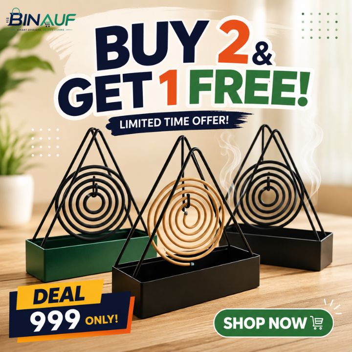 (Buy 2 & Get 1 Free) - Triangular Shape Mosquito Coil Holder Hanging Machar Mar Coil Tray – Durable Metal Mosquito Coil Stand