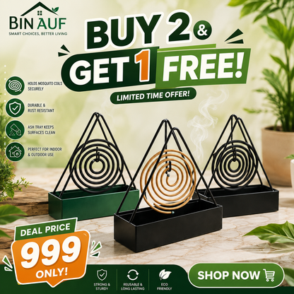 (Buy 2 & Get 1 Free) - Triangular Shape Mosquito Coil Holder Hanging Machar Mar Coil Tray – Durable Metal Mosquito Coil Stand