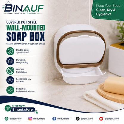 Covered Wall-Mounted Soap Box | Double-Layer Splash-Proof Soap Holder