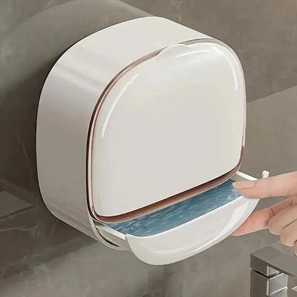 Covered Wall-Mounted Soap Box | Double-Layer Splash-Proof Soap Holder