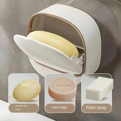Covered Wall-Mounted Soap Box | Double-Layer Splash-Proof Soap Holder