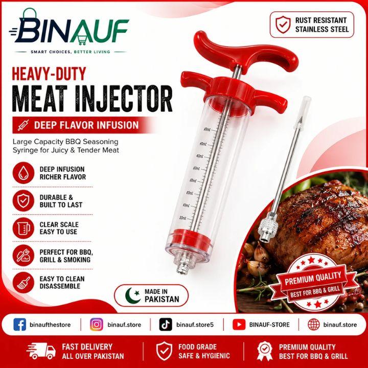 Heavy-Duty Stainless Steel Meat Injector Syringe | Large Capacity BBQ Marinade Injector for Deep Flavor