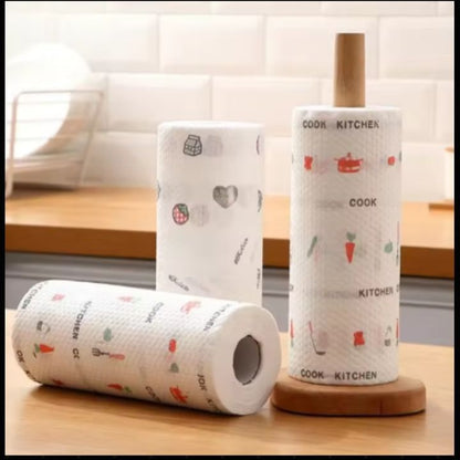 Pack of 2 Disposable Cleaning Cloth Kitchen Paper Rolls | Super Absorbent Use & Throw Wipes