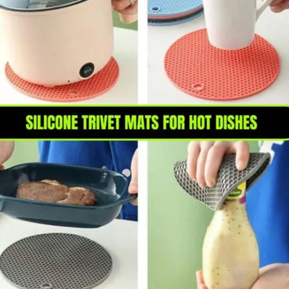 (Pack of 2) Food-Grade Silicone Pot Mats | Heat-Resistant Anti-Slip Kitchen Trivets & Hot Pads