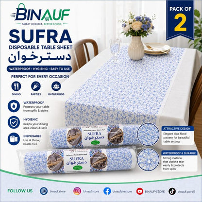 Pack of 50 Disposable Table Sheet Covers | Waterproof Dastarkhwan & Sufra for Dining & Parties