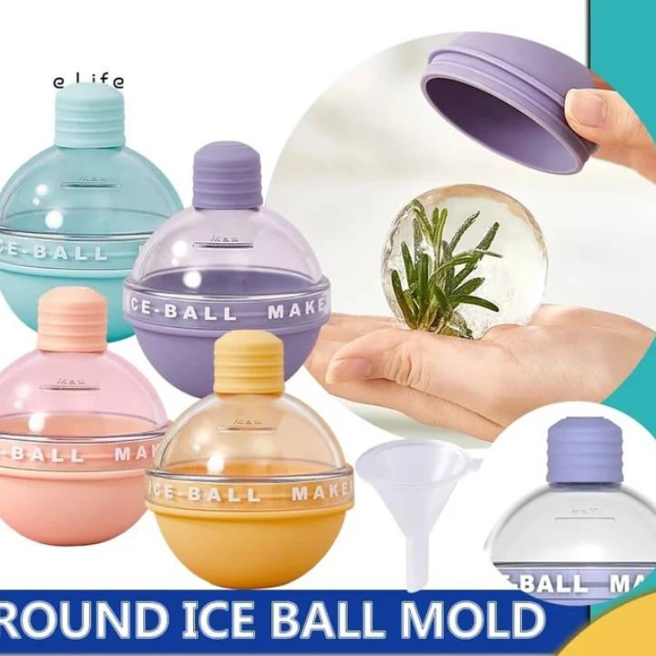 Silicone Ice Ball Maker | Light Bulb Shape Round Ice Cube Tray with Funnel