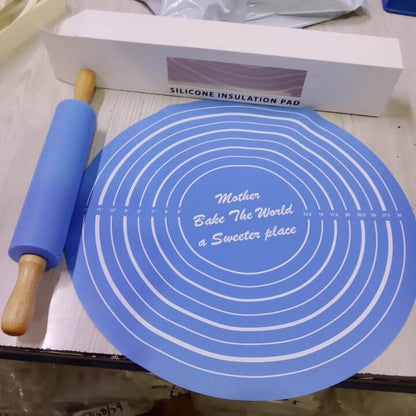 Silicone Non-Stick Dough Baking Mat & Rolling Pin Set | Food-Grade Kitchen Tool