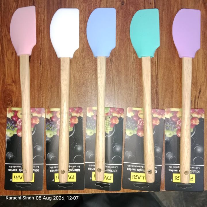 Food Grade Silicone Spatula with Wooden Handle | Heat-Resistant & Non-Stick Cooking Utensil