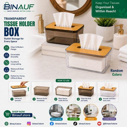 Transparent Napkin Tissue Holder Box | Extractable Tissue Box Dispenser for Bathroom, Kitchen & Office