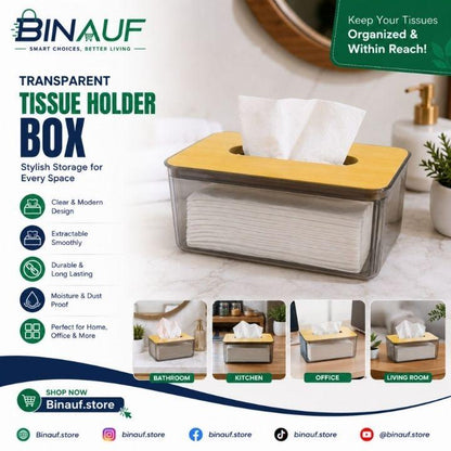 Transparent Napkin Tissue Holder Box | Extractable Tissue Box Dispenser for Bathroom, Kitchen & Office