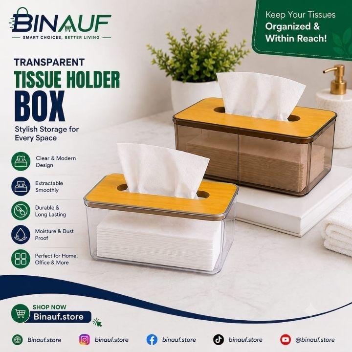 Transparent Napkin Tissue Holder Box | Extractable Tissue Box Dispenser for Bathroom, Kitchen & Office