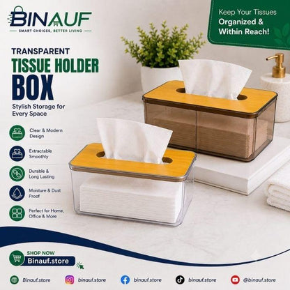 Transparent Napkin Tissue Holder Box | Extractable Tissue Box Dispenser for Bathroom, Kitchen & Office