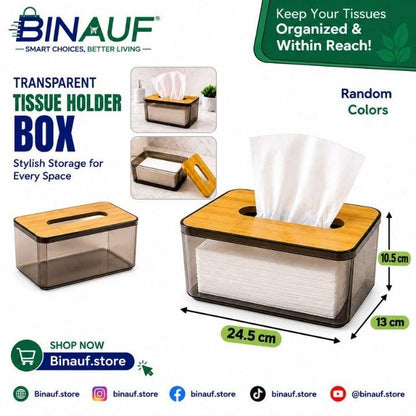 Transparent Napkin Tissue Holder Box | Extractable Tissue Box Dispenser for Bathroom, Kitchen & Office