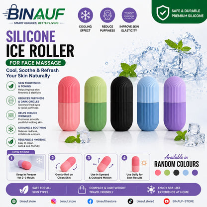 Silicone Ice Roller for Face Massage | Skin Tightening & Depuffing Facial Cooling Tool