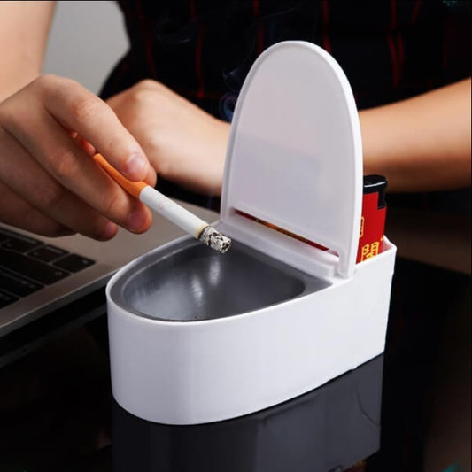 Toilet Shaped Ashtray - Funny Creative Ash Tray for Smokers | Travel Ash Bin for Home, Bathroom, Living Room & Outdoor Use
