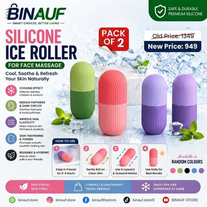 Silicone Ice Roller for Face Massage | Skin Tightening & Depuffing Facial Cooling Tool