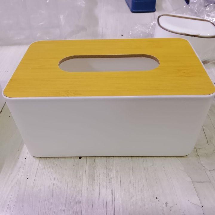 Wooden Cover Plastic Tissue Box | Minimalist Household Paper Towel Storage Dispenser