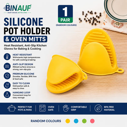 Silicone Pot Holder & Oven Mitts Set | Heat-Resistant Anti-Slip Kitchen Gloves for Cooking & Baking
