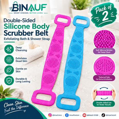 Double-Sided Silicone Body Scrubber Belt | Exfoliating Bath & Shower Strap