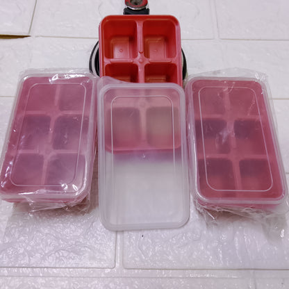 [Pack of 3] - Mini 6-Grid Ice Cube Tray | Flexible Silicone Mold with Removable Lid
