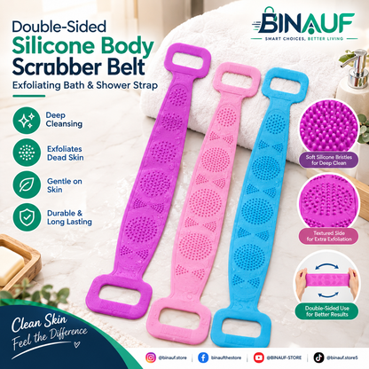 Double-Sided Silicone Body Scrubber Belt | Exfoliating Bath & Shower Strap