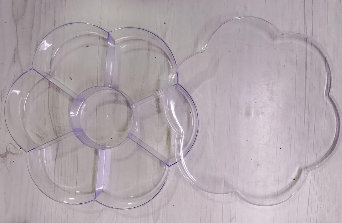 Transparent Flower Box Dry Fruit & Candy Tray with Lid | Multipurpose Organizer