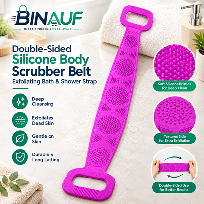Double-Sided Silicone Body Scrubber Belt | Exfoliating Bath & Shower Strap